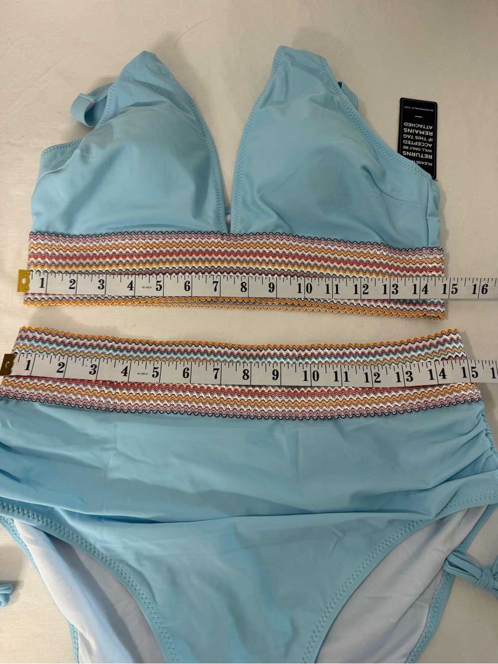Women Swimsuit High Waisted Bikini V Neck Two Pieces Swimsuit Ruched Side XL - Picture 12 of 13